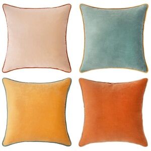 Monday Moose Set of Four Colorful Velvet Throw Pillows 18x18